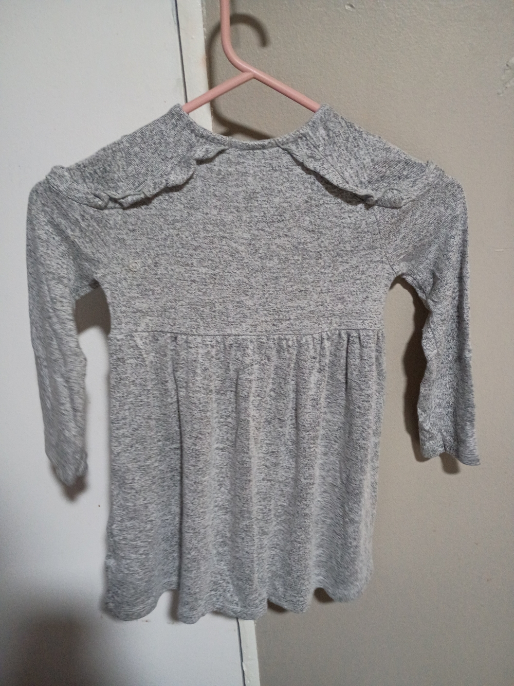wonder nation Gray Long Sleeve Ruffle Yoke Dress-Style Top